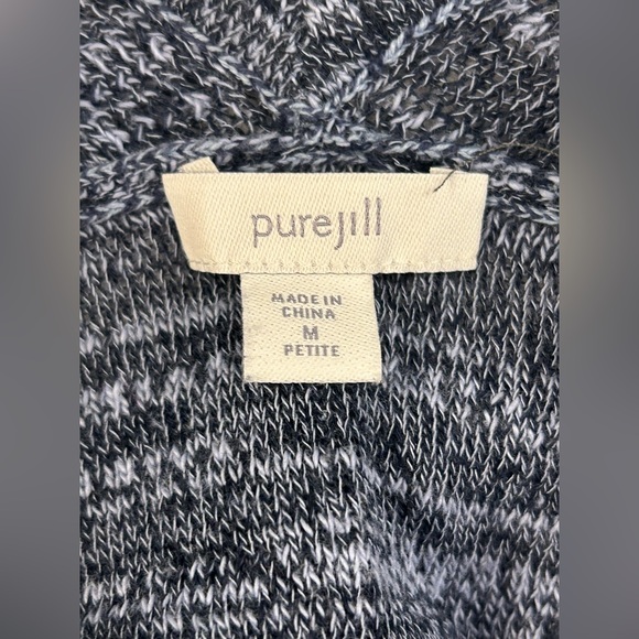 J.Jill Purejill Women’s Blue Striped Open Knit Linen Cardigan Sweater Sz PM - Picture 6 of 8